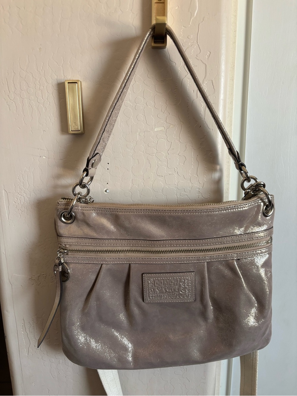 Coach Poppy Metallic finish over leather Shoulder Bag, Excellent condition!